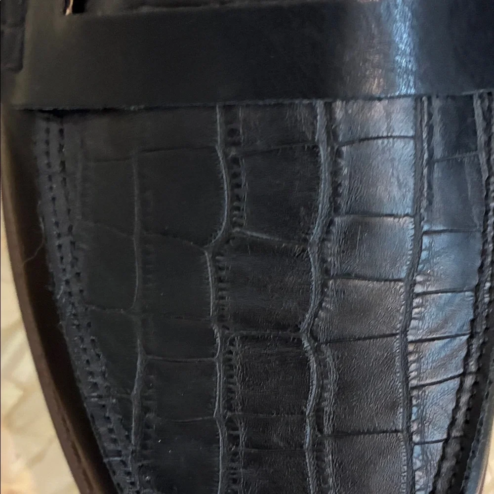 Journee Collection Black Croc-Texture Slip-On Loafers
